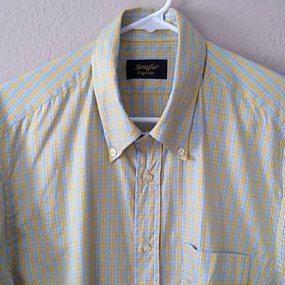 Seraglio Button Down Shirt Yellow & Blue Plaid, Size - XL - Picture 1 of 8